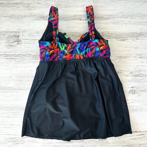 MEETCURVE Tie-Front V Neck Skirted Tummy Control One Piece Swimsuit Dress XL - Picture 7 of 12